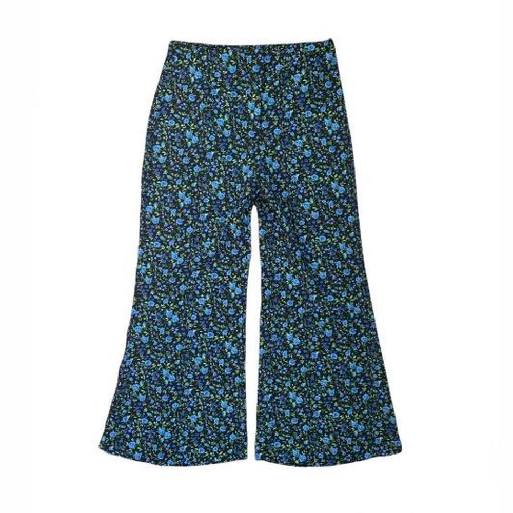 Zara black and blue floral pants